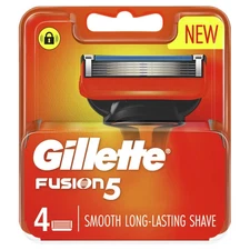 Gillette Fusion 5 Razor Blades Refill 4 Cartridges Smooth Long-Lasting Shave