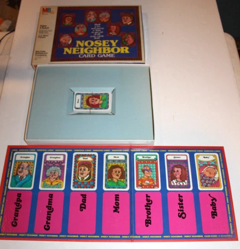 VTG 1981 Milton Bradley #4103 Nosey Neighbor Card Game 100% Complete w box NICE