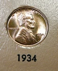 1934 Lincoln Cent - Brilliant Unc / Uncirculated   - Gem Or Near  (BX34-11)