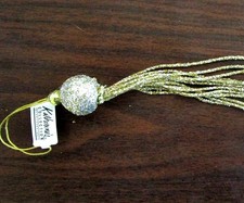 Silver Embellished Ball w Gold Glitter Encrusted Tassel - Katherine's Collection