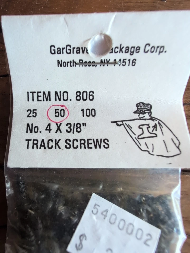 Gargraves Trackage Co. #806 Qty 50 No 4x3/8 Track Screws - Image 2 of 3