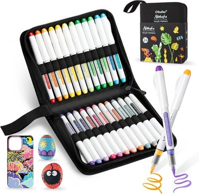 Ohuhu Acrylic Paint Markers Direct Liquid: 1 Count (Pack of 24), Multicolor 