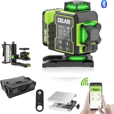 Huepar W04CG Selbstnivellier Kreuzlinienlaser Bluetooth Delari Logo mit L Boxx