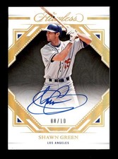 SHAWN GREEN 2023 PANINI FLAWLESS SHADOW GOLD ON CARD AUTOGRAPH AUTO #08/10 T6952