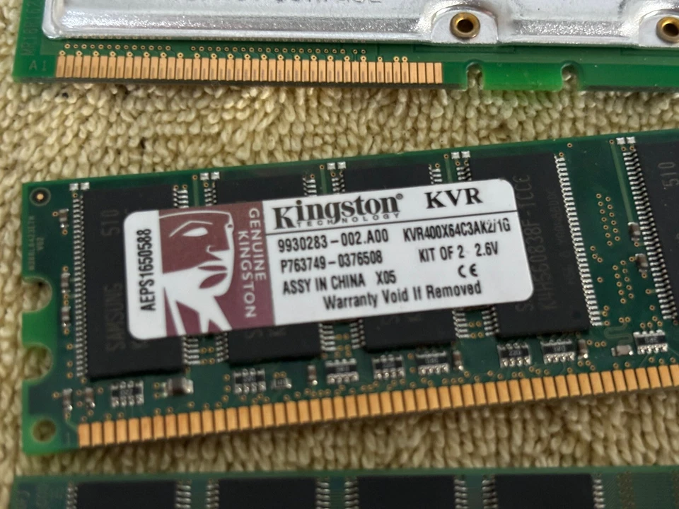 (3) KINGSTON KVR400X64C3AK2/1G (512GBX2) RAM  1GB - Image 4 of 4