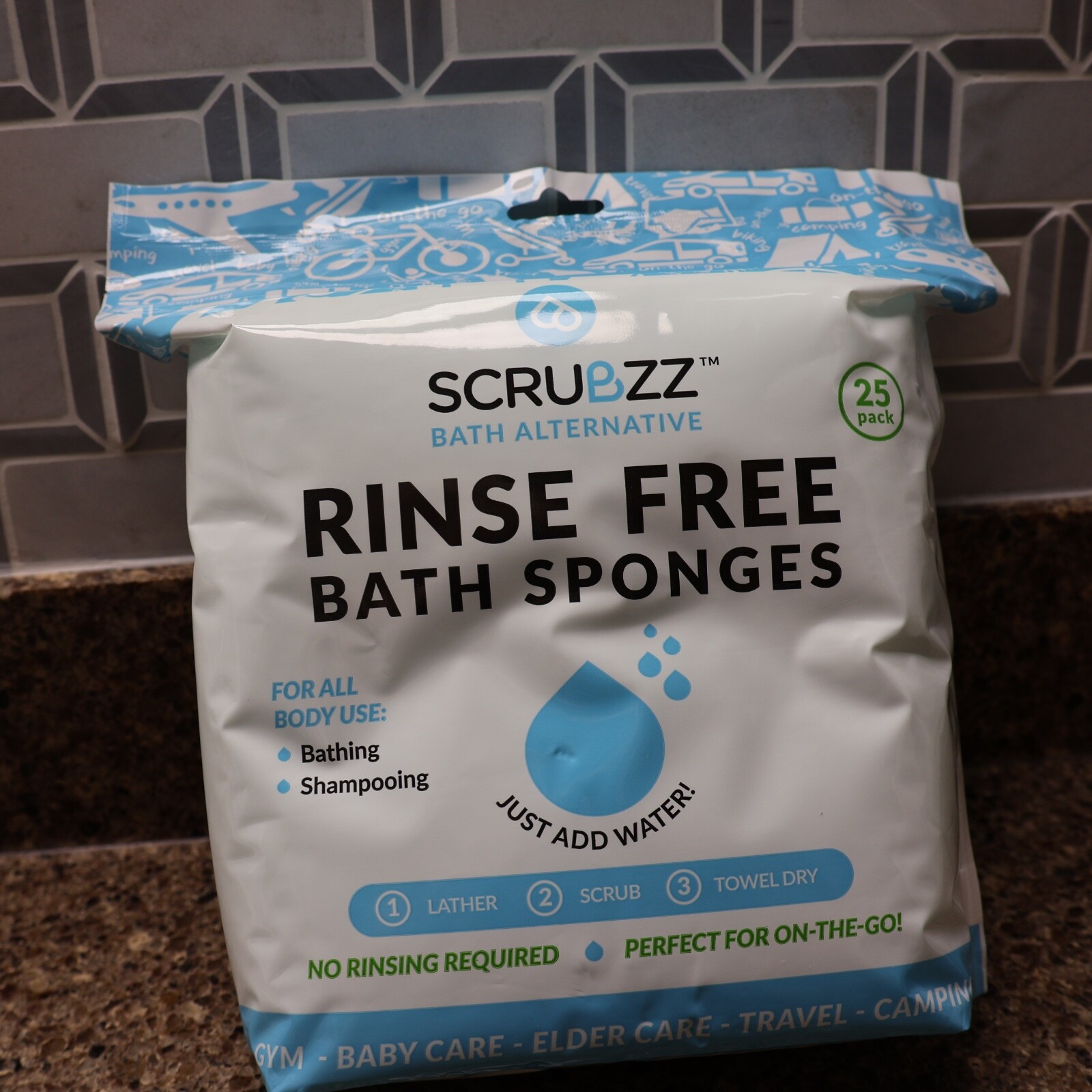 Scrubzz No Rinse Bathing Wipes Bath Sponges 4325170493 for sale