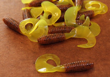 55 pack bag 3" Fat Grub Bass Plastic Pumpkinseed Chartreuse Bulk Bag Jig Trailer