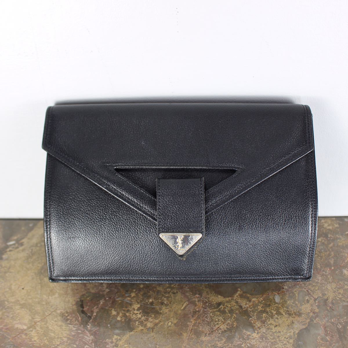 Autentica pochette YVES SAINT LAURENT nera s borsa pelle vintage