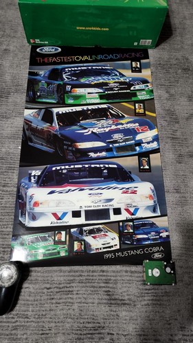 ✅️VTG Nascar Poster The Fastest Oval In Road Racing FORD Mustang Cobra Tom Gloy  - Afbeelding 1 van 2