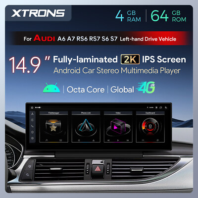 14,9'' Android Retrofit Autoradio 8-Core 64GB GPS Navi LTE 4G WIFI Für AUDI A6 A7