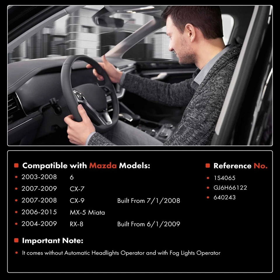 Interruptor de señal de giro con luces antiniebla para Mazda 6 2003-2008 CX-9 MX-5 Miata CX-7 RX-8 Foto 2 de 4