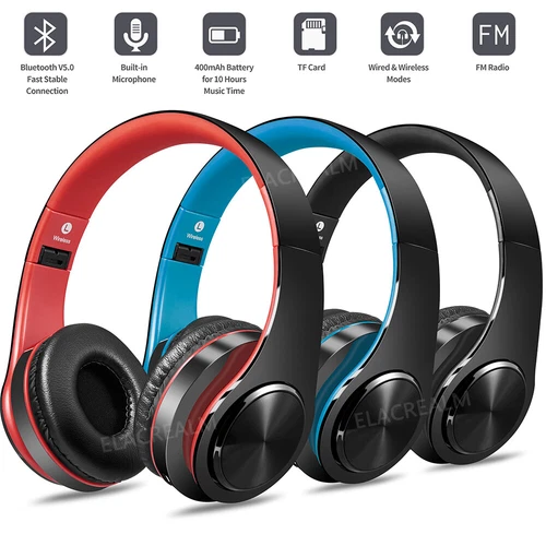 Bluetooth Headphones Over Ear Built-in Mic and Wired Mode for PC/Cell Phones/TV