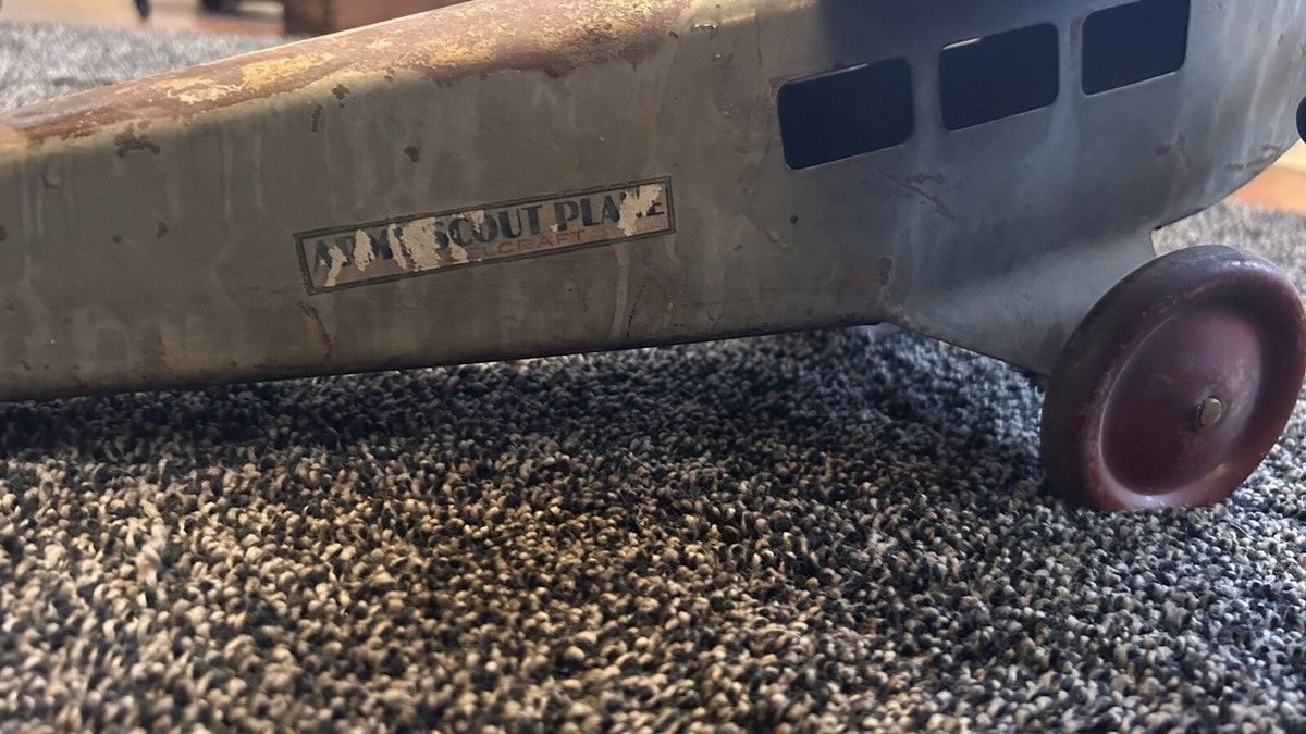 Rare Antique Steelcraft Pressed Steel Army Scout Plane Toy