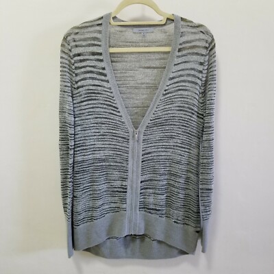 Classiques Entier Cardigan Sweater Zip Up Open Knit Thin Gray Wool Heathered M