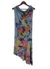 Heyne Bogut Blue Floral Rayon Hand Dyed Asymmetrical Hem Lagenlook Dress Size 2
