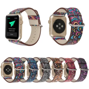 Floral Leather Strap Band for Apple Watch 11 10 9 8 7 6 5 SE 40/44/41/45/42/46mm