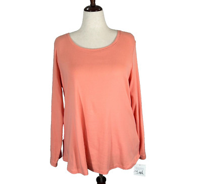 Croft & Barrow Top Womens 2X Orange Roll Tab Sleeve Pullover Blouse Tee NWT