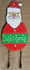 SANTA Jingle Bell Feet HANGER Christmas SIGN Wall Art Door Plaque Wreath Accent 
