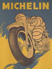 Vintage Michelin man on motorcycle ad reproduction steel sign man cave decor