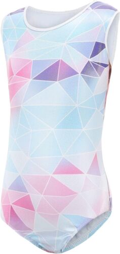 Girls Sleeveless Sparkle Colorful Gymnastics Leotards for Kids 3-12