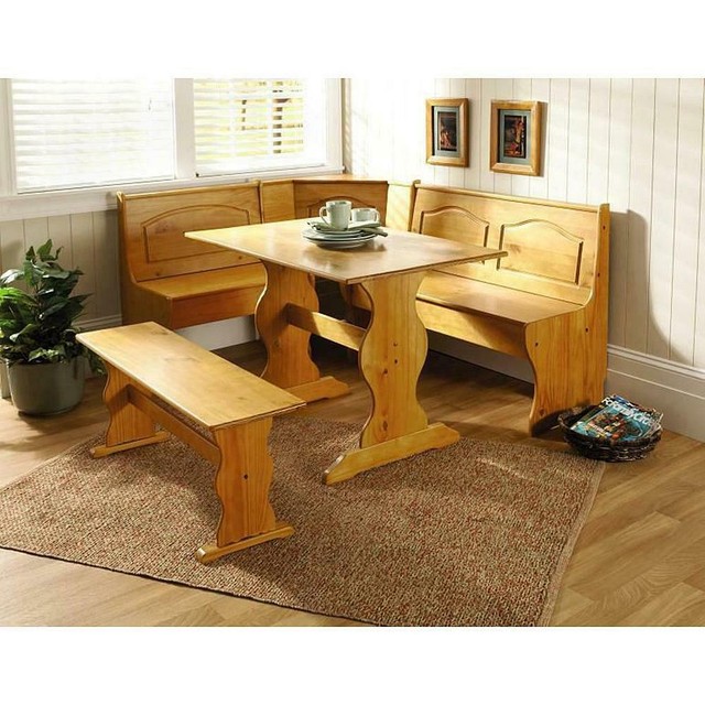 Kitchen Nook Solid Wood Corner Dining Breakfast Set Table Bench Chair Booth Pine
