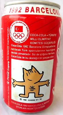COCA COLA® CANETTE VIDE 33CL 1992 BARCELONA OLIMPIYAT TURKIYE - Photo 1/4