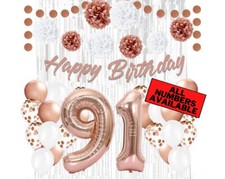 Rose Gold 91st Birthday Decorations for Girls - 40" Number Balloons  More