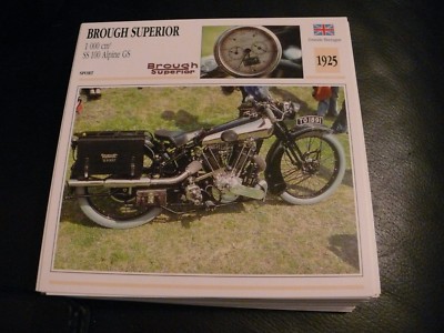 Fiche Card CARTONNée moto brough superior 100 cm ss100 alpine great britain 1925