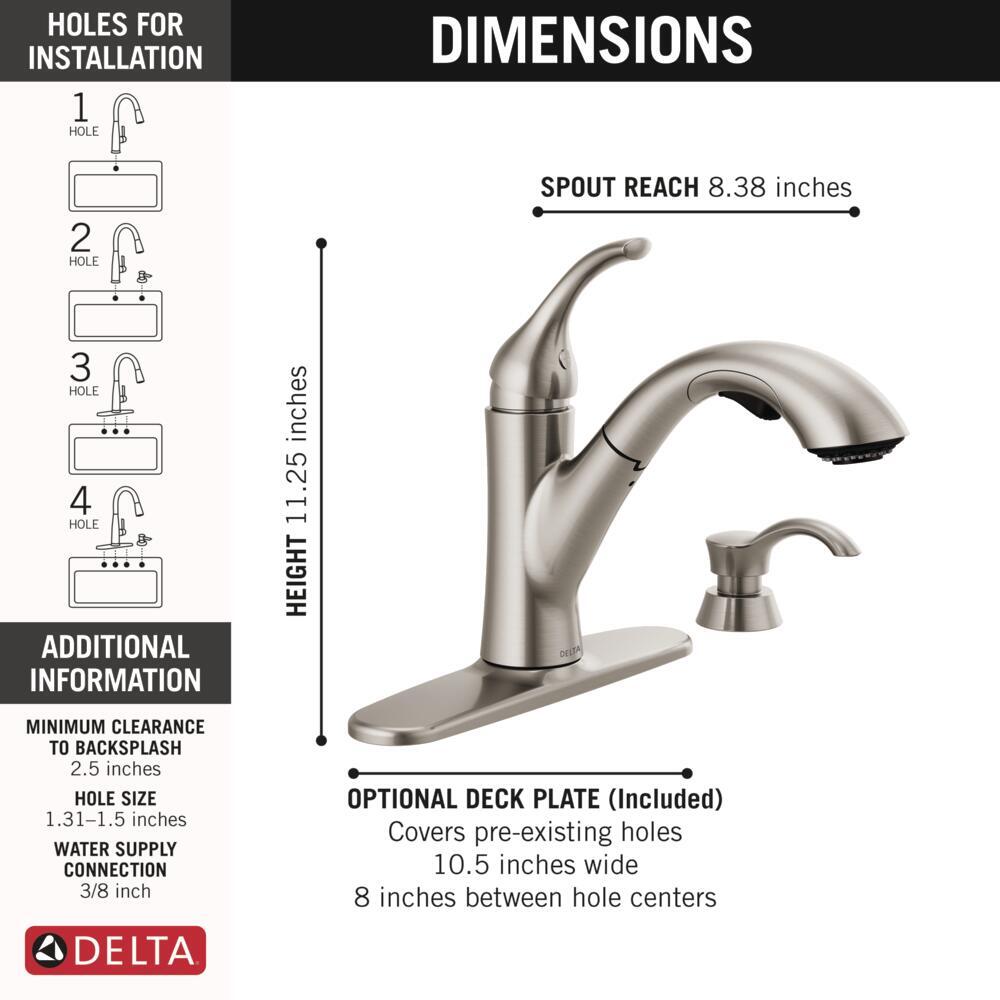 Delta Kessler 1-Handle Pull-Out Kitchen Faucet Stainless-Certified Refurbished