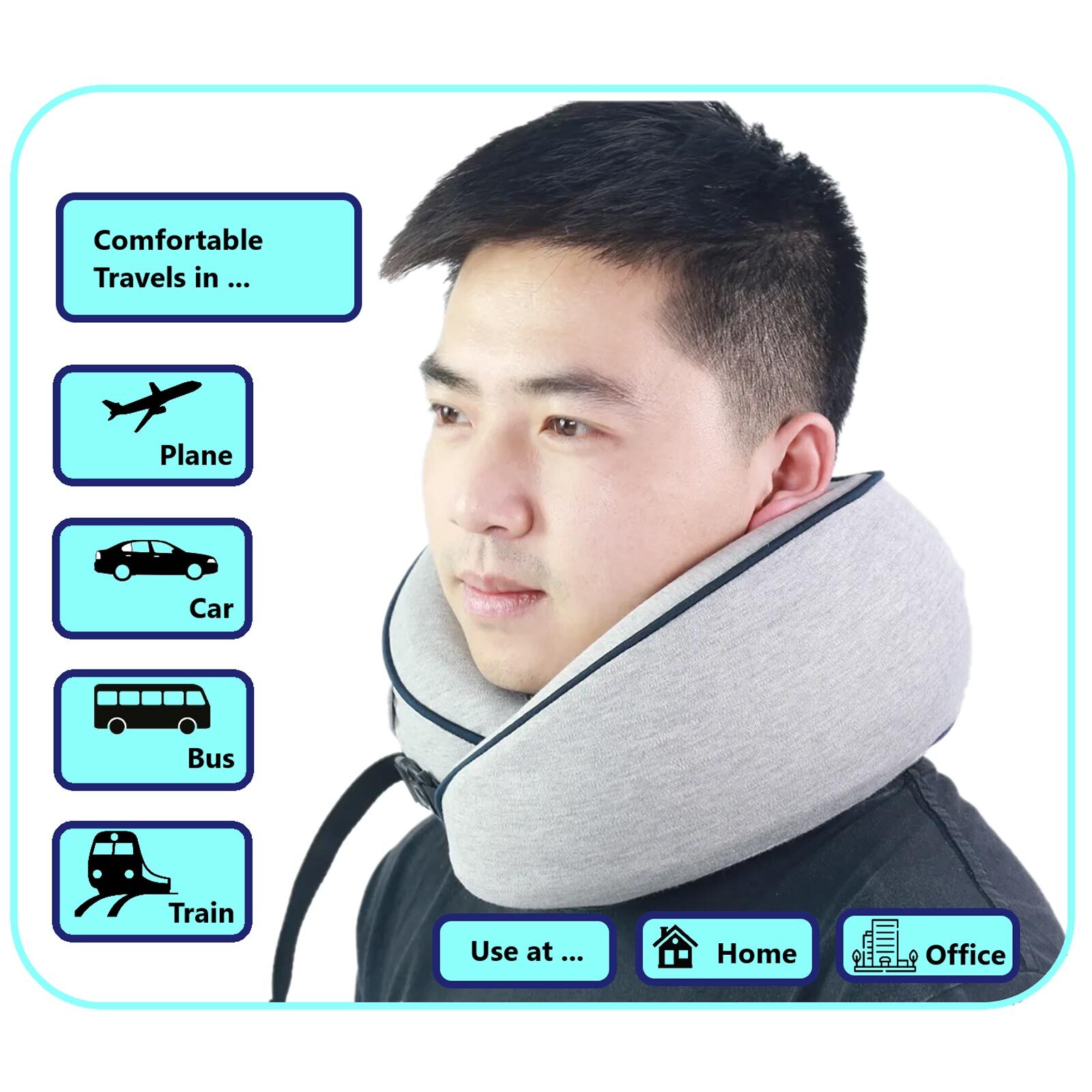 Neck Pillow for Travel Memory Foam Comfortable & Breathable Soft U