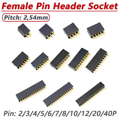 2.54mm Pitch 2x2-2x40 Pin Female Header Pin Socket Double Row PCB Connector