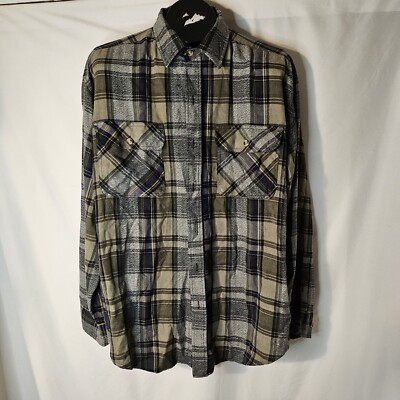 Appalachian Trail Mens Double Breast Pockets  Plaid Long Sleeve Shirt Size Large