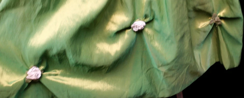 Vestido Hecho a Mano Verde Tafetán Niña Talla 4/5 Blanco Encaje Hada Princesa Fiesta Boda Foto 3 de 4