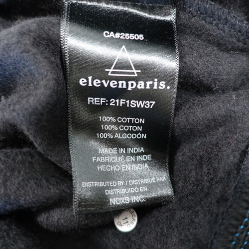 ELEVEN PARIS Negro Azul de Punto Medio Bolsillo Polar Jersey Sudadera Hombre New - Imagen 6 de 8
