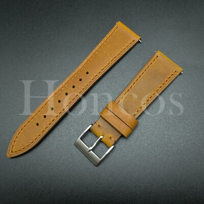 20 22 MM Soft Vintage Leather Watch Band Strap Quick Release Fits Huawei L/Brown