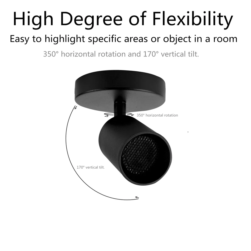 KING SHA 2-Pack Multi-Directional Ceiling Spot Lights Indoor,Uplights Indoor,... - Image 4 of 4