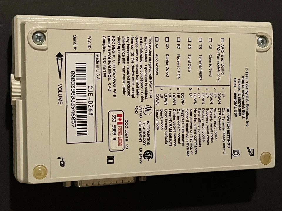 US ROBOTICS 28,800FAX MODEM 28.800 V.32 bis SPORTSTER NO POWER ADAPTER UOS - Image 2 of 3