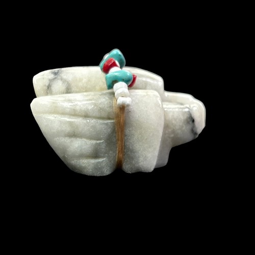 Zuni Fetish Carving Italian Alabaster 2 Eagle bundle by Ed Lementino - Picture 4 of 8