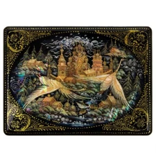 North Russian Lacquer Box Fedoskino Keepsake Trinket Jewelry Box 4x6