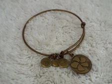 ALEX and ANI Brass Friend Charm Expandable Bangle Bracelet (C53)