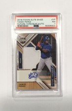 2018 Panini Elite  Yanio Perez Relic&Auto 201/299 PSA 7