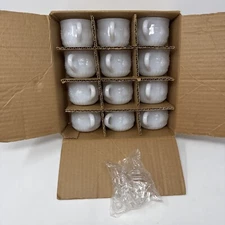 (12) VTG 1950 Jeanette Glass Co. Fruit Milk Glass Punch 5 oz. Cups  w/ Hooks