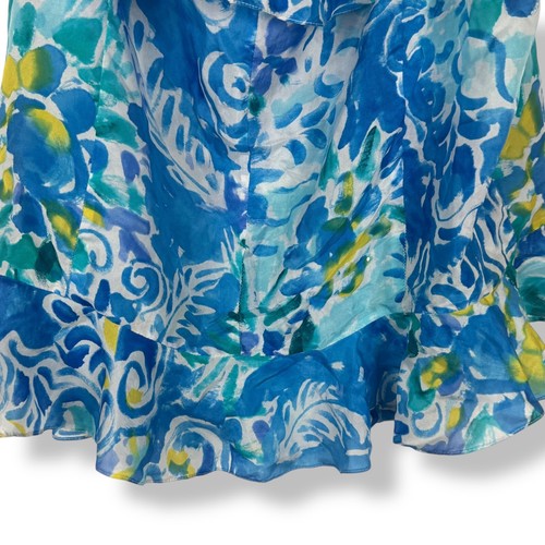 Lauren Ralph Lauren 100% Silk Ruffle Top Size 16 Floral Romantic Coquette Resort - Picture 10 of 10