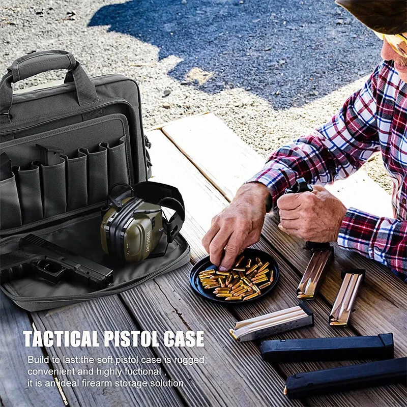 Tactical Pistol Range Bag Padded Handgun Gun w/Mag pouch Conceal Carry Soft Case - Image 2 of 4