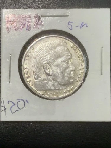 1937 Germany 5 Reichsmark — photo from another recent sale