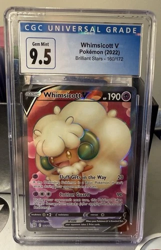 Pokemon Brilliant Stars Whimsicott V 160/172 CGC 9.5  (OLD CGC LABEL SO PSA10)