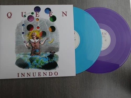 Queen INNUENDO DOUBLE LP BLUE AND VIOLET VINYL From The Box set MINT UNPLAYED