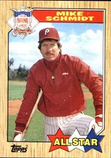 Mike Schmidt 1987 Topps #597 Philadelphia Phillies FREE SHIPPING AutographDen