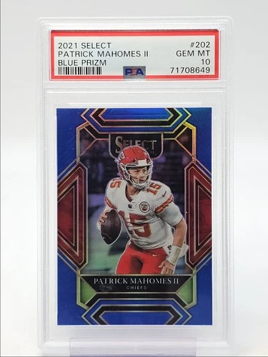 PATRICK MAHOMES II 2021 SELECT CLUB LEVEL BLUE PRIZM GEM /99 PSA 10 Q2167