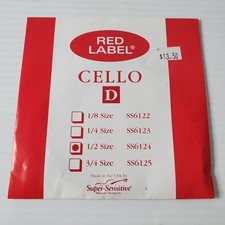 Red Label Cello D Single String 1/2 Size SS6124 6124 New Super Sensitive